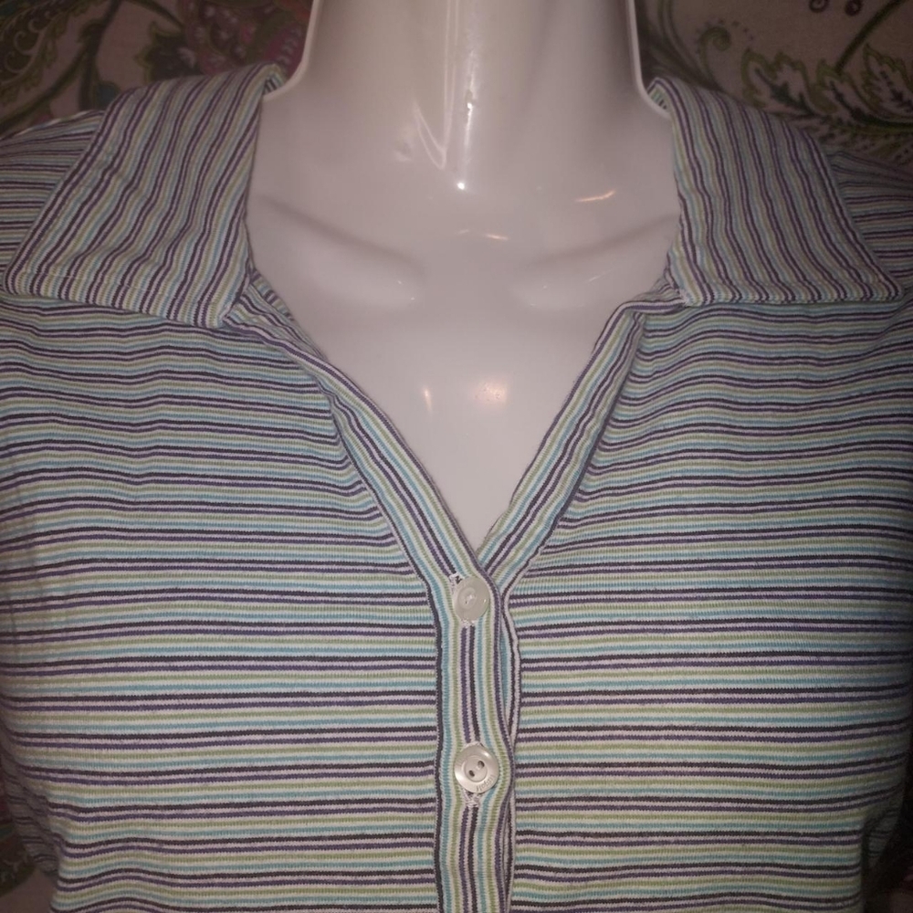 LizGolf Striped Polo Tank, Size: 1X.